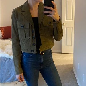 Cropped Mango Real Suede Leather Jacket